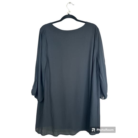 Lulu’s Long Open Bell Sleeve Black Shift Style Mini Dress Size 2X? - Picture 3 of 5